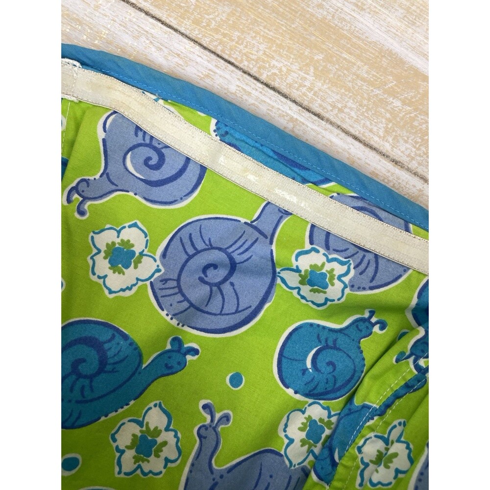 Lilly Pulitzer Strapless Dress Green Blue Snails Print Open Back Sz 8 - Picture 5 of 12